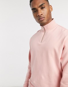 Розовый oversize-свитшот с короткой молнией ASOS DESIGN