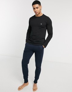 Черный лонгслив в стиле casual с логотипом Emporio Armani-Белый