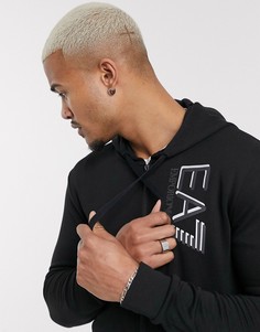 Черный спортивный костюм на молнии с большим логотипом Armani EA7 Visibility