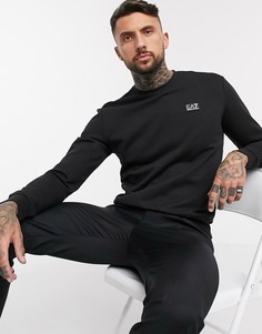 Черный меланжевый свитшот с круглым вырезом Armani EA7 Core ID