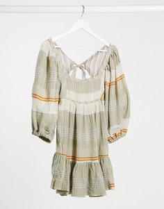 Платье мини в полоску Free People-Черный