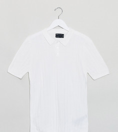 Белая обтягивающая футболка-поло в рубчик ASOS DESIGN Tall-Белый