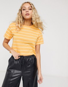 Желтая короткая футболка в полоску ASOS DESIGN-Мульти