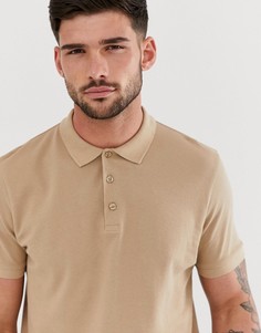 Поло из пике бежевого цвета ASOS DESIGN-Бежевый