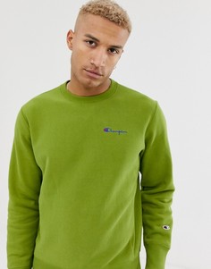 Зеленый свитшот с круглым вырезом и логотипом Champion