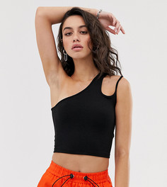 Черный асимметричный кроп-топ Bershka