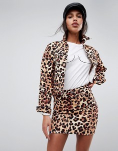 Джинсовая куртка с леопардовым принтом ASOS DESIGN-Мульти