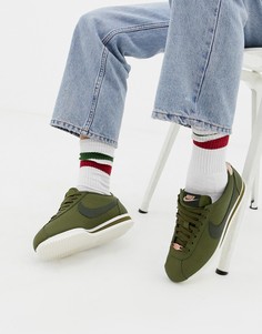 Кроссовки цвета хаки с золотистой отделкой Nike Cortez-Зеленый