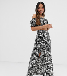 Юбка макси на пуговицах с цветочным принтом Miss Selfridge Petite-Черный