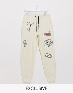 Джоггеры от комплекта со сплошным принтом Crooked Tongues-Бежевый
