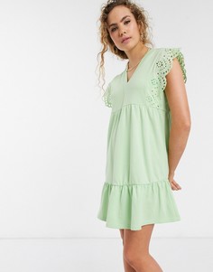 Свободное платье мини с вышивкой ришелье Lost Ink-Зеленый