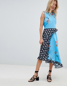 Платье миди без рукавов с цветочным принтом ASOS DESIGN-Мульти