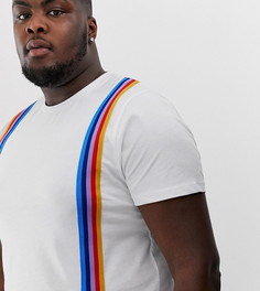 Футболка с вертикальными радужными лентами ASOS DESIGN Plus-Белый