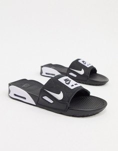 Черные шлепанцы с белыми вставками Nike Air Max-Черный