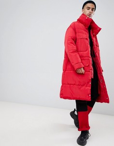 Красное дутое oversize-пальто Sixth June-Красный