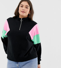 Свитшот колор блок с молнией ASOS DESIGN Curve-Кремовый