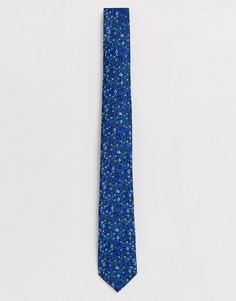 Синий галстук с цветочным принтом Burton Menswear