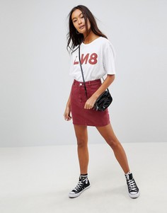 Малиновая джинсовая юбка со швами ASOS DESIGN-Красный