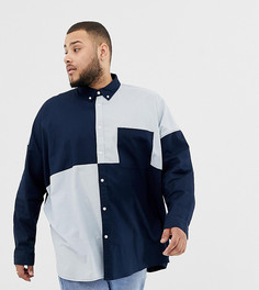 Оксфордская oversize-рубашка со вставками ASOS DESIGN Plus-Темно-синий