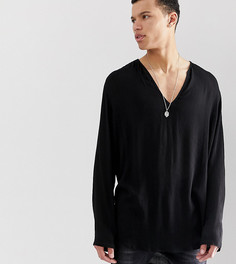 Черная рубашка классического кроя из жатой вискозы ASOS DESIGN Tall-Черный