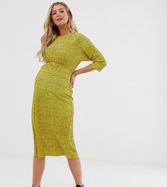 Плиссированное платье миди в горошек с эластичной талией ASOS DESIGN Maternity-Мульти