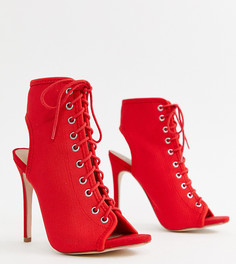 Cандалии на каблуке со шнуровкой New Look-Красный