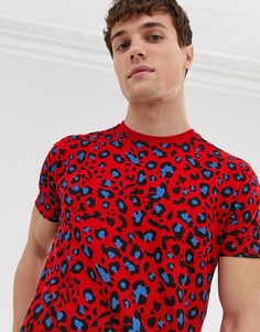 Красная футболка со звериным принтом Brave Soul-Красный
