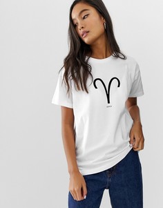 Футболка с принтом в виде знака зодиака ASOS DESIGN-Белый