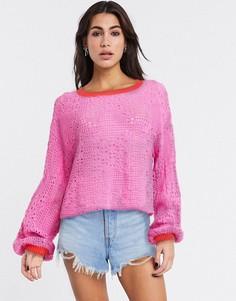 Ажурный джемпер Free People-Розовый