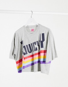 Juicy Couture Jxjc Juicy Logo Rainbow Split Tee Htr Cozy-Серебряный