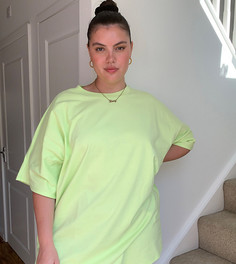 Футболка лаймового цвета в стиле oversized с рукавами "летучая мышь" ASOS DESIGN Curve-Зеленый