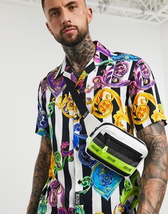 Белая сумка через плечо со вставкой лаймового цвета Versace Jeans Couture-Белый