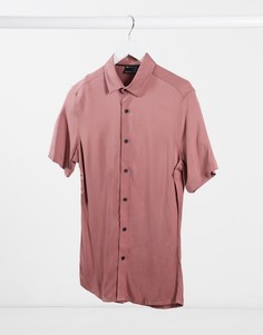 Розовая обтягивающая рубашка из вискозы ASOS DESIGN-Розовый