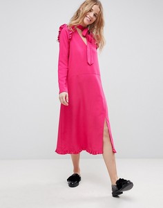 Платье миди с оборкой по краю ASOS-Фиолетовый