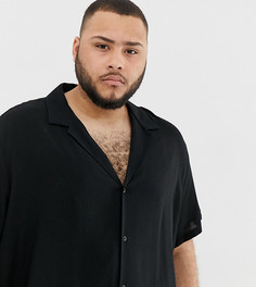 Черная свободная рубашка из вискозы с отложным воротником ASOS DESIGN Plus-Черный