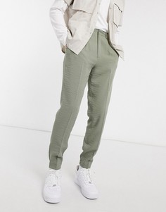 Суженные книзу строгие креповые джоггеры цвета хаки ASOS DESIGN-Зеленый