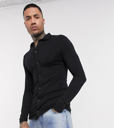 Черная обтягивающая рубашка из органического хлопка ASOS DESIGN Tall-Черный