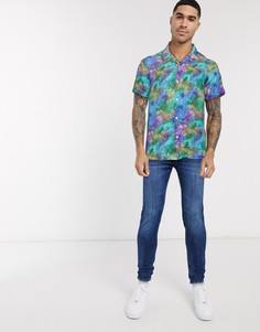 Рубашка из вискозы с принтом тай-дай и короткими рукавами ASOS DESIGN-Зеленый