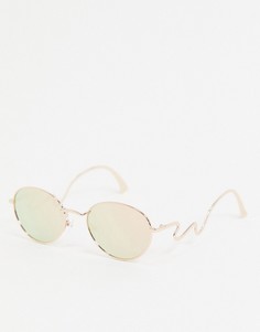 Круглые солнцезащитные очки в золотистой оправе Jeepers Peepers-Золотой