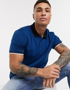 Футболка-поло с контрастной отделкой BOSS Business Parlay-Темно-синий