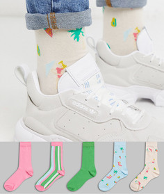 5 пар носков до щиколотки ASOS DESIGN-Мульти