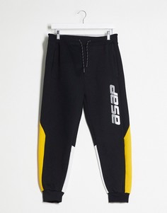 Черные джоггеры со вставками Bershka-Черный