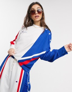 Свитшот на кнопках со вставками Champion-Белый