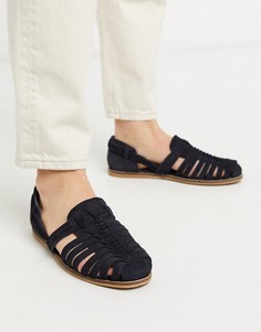 Темно-синие замшевые сандалии ASOS DESIGN-Светло-бежевый