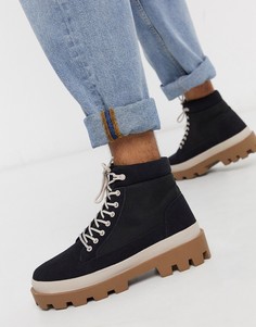 Черные ботинки на массивной подошве со шнуровкой ASOS DESIGN-Черный