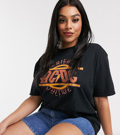 Свободная футболка с принтом "ACDC" Daisy Street Plus-Черный