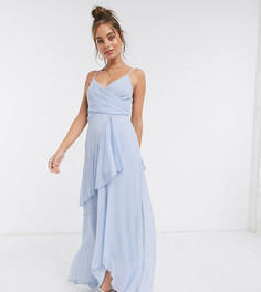 Мягкое многослойное платье макси на бретелях ASOS DESIGN Petite-Синий