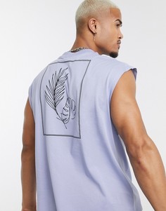 Лавандовая oversized-футболка без рукавов с принтом ASOS DESIGN-Синий