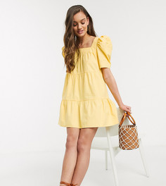 Свободное платье мини с квадратным вырезом Fashion Union Petite-Желтый