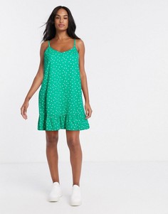Платье мини в зеленый горошек ASOS DESIGN
